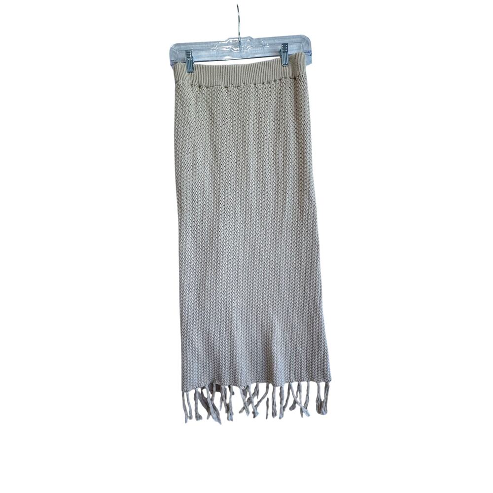Knit Fringe Skirt 2 piece Set Slit Crop Tank Coastal Resort Beach Boho Chi - Picture 4 of 9